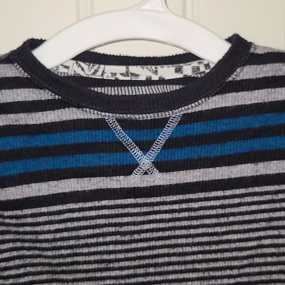 Amplify Soft Thermal Ribbed Knit Long Sleeve Shirt Boys 5/6 Black Stripe Kid Tee - Picture 4 of 4